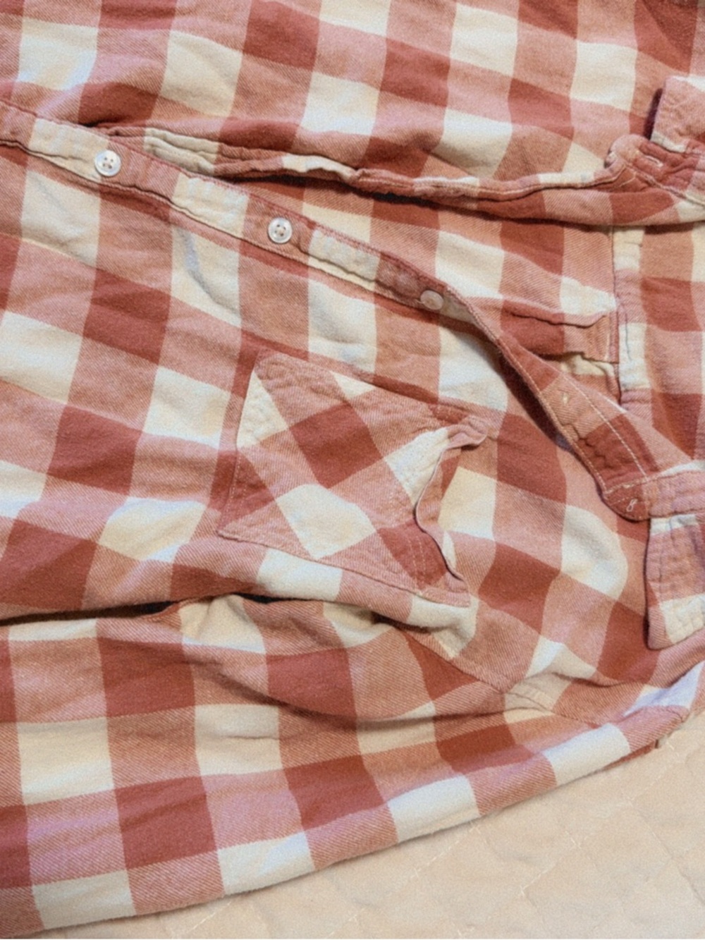 Wrangler Rust Gingham Button-Up Shirt flannel